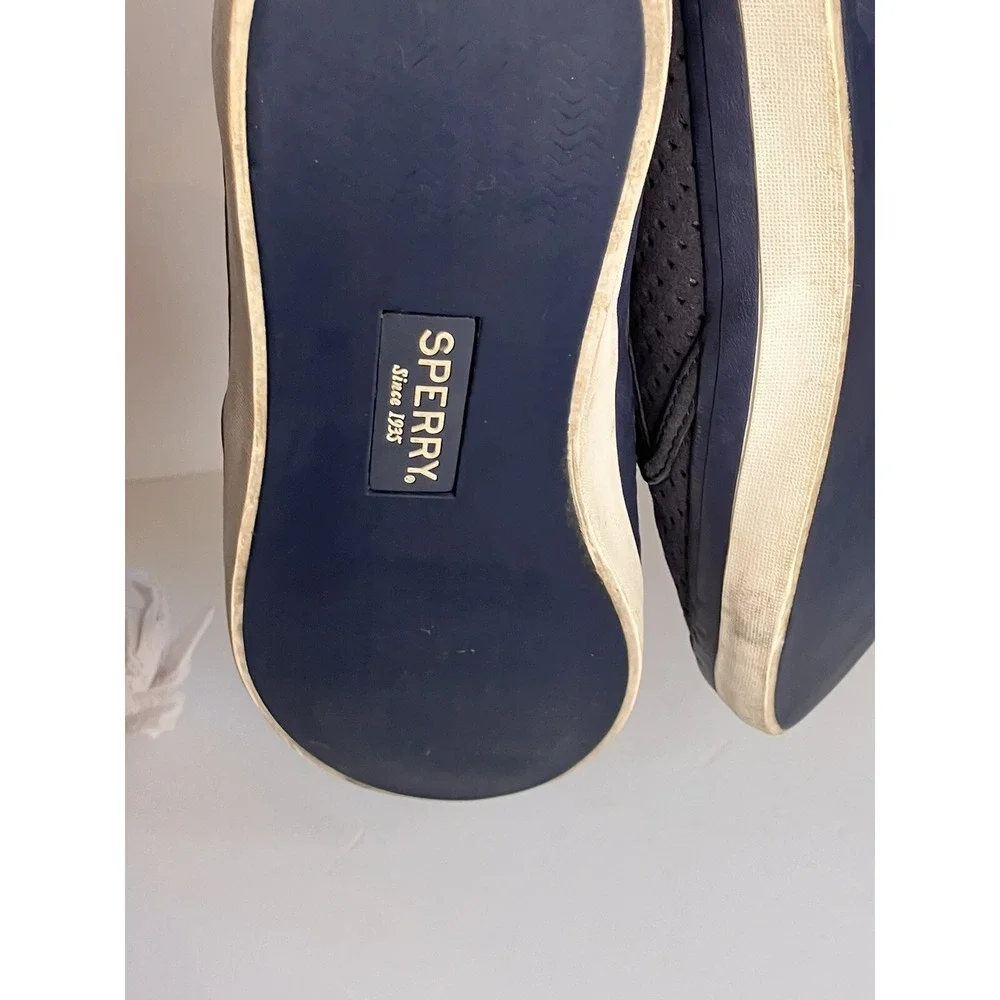 Sperry Shoes Sz 7.5 Black Mesh Seaside‎ Perforated Slip On Sneakers Kicks